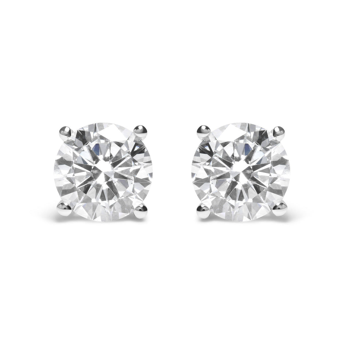 IGI Certified 14K White Gold 5.00 Cttw Round Brilliant-Cut Lab Grown Diamond Classic 4-Prong Stud Earrings with Screw Backs (F-G Color, SI1 Clarity)