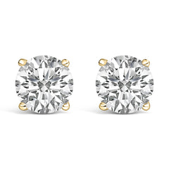 14K White Gold 4.0 Cttw Round Lab Grown Diamond Solitaire Stud Earrings with Screw Backs