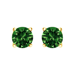 14K White Gold 1.0 Cttw Lab Grown Green Diamond Classic Solitaire Stud Earrings