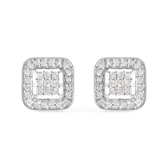 10K White Gold 5/8 Cttw Diamond Square Shaped Composite Stud Earrings (I-J Color, I1-I2 Clarity)