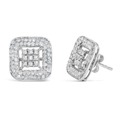 10K White Gold 1.00 Cttw Diamond Composite and Halo Stud Earrings (I-J Color, I1-I2 Clarity)