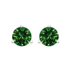 14K White Gold 1.0 Cttw 3-Prong Martini Set Lab Grown Green Diamond Solitaire Stud Earrings