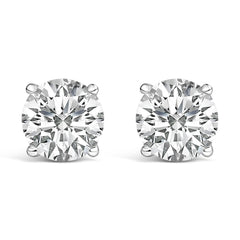 14K White Gold 4.0 Cttw Round Lab Grown Diamond Solitaire Stud Earrings with Screw Backs
