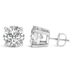 14K White Gold 4.0 Cttw Round Lab Grown Diamond Solitaire Stud Earrings with Screw Backs
