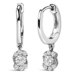 Sterling Silver 1/2 Cttw Lab Grown Diamond Floral Cluster Drop Earrings
