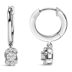 Sterling Silver 1/2 Cttw Lab Grown Diamond Floral Cluster Drop Earrings