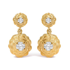 14K Yellow Gold Plated Sterling Silver 1/2 Cttw Lab Grown Diamond Rose Motif Drop Earrings