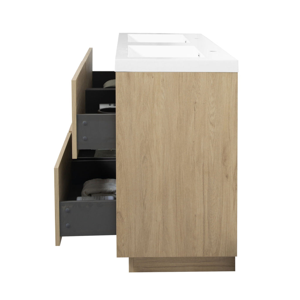 Bathin Freestanding Bathroom Vanity With Double Sinks, Bathroom Storage Vanity Cabinet With Stone Resin Countertop And Soft Close Drawers