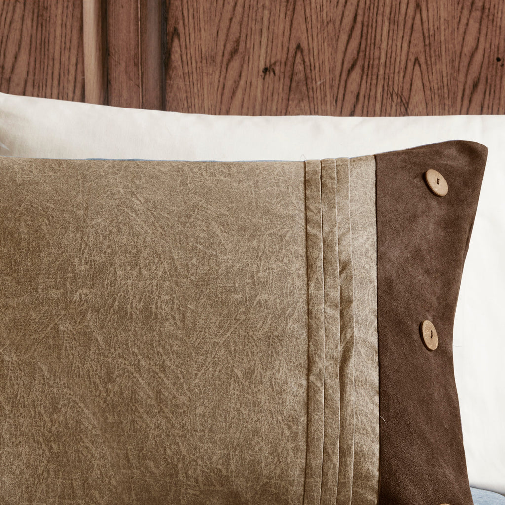 7 Piece Faux Suede Comforter Set Brown King