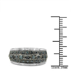 0.27 Carat Genuine Blue Diamond .925 Sterling Silver Ring