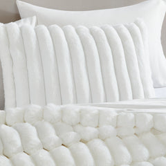 Everett 4-Piece White Micro Mink King Bedding Ensemble