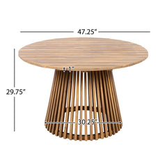 Patio Set Outdoor Acacia Wood Furniture Sets - Braided Dining Chairs & Dining Table