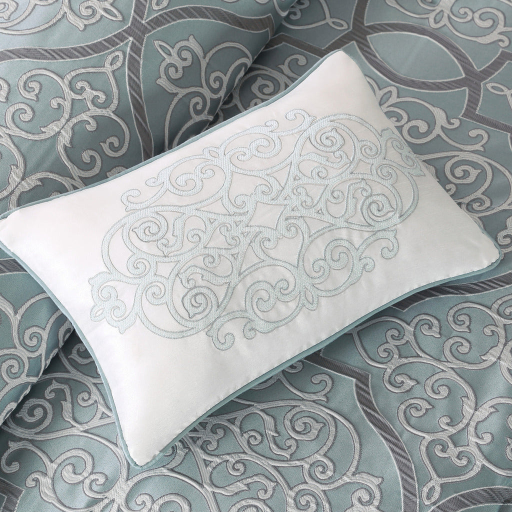 12 Piece Comforter Set with Cotton Bed Sheets Blue King