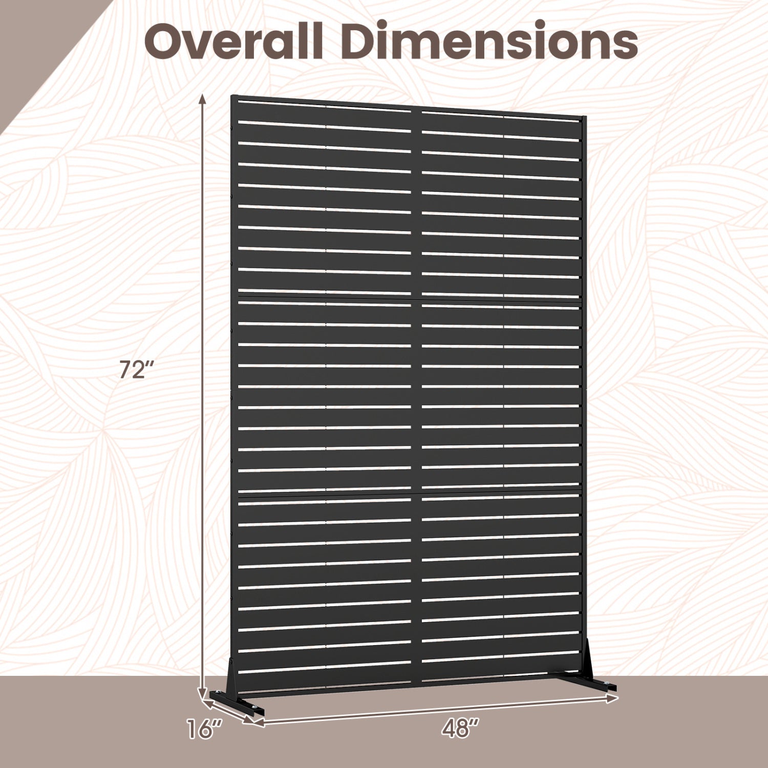Outdoor Metal Privacy Screen 72"H x 48"W with Stand