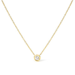 2 Micron 14K Rose Gold Plated Sterling Silver Bezel-Set Diamond Solitaire Pendant Necklace (1/3 cttw, H-I Color, I1-I2 Clarity)