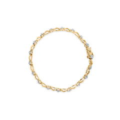10k Yellow Gold 1.00 Cttw Round-Cut Diamond Floral S-Link 7.50" Bracelet (I-J Color, I2-I3 Clarity)