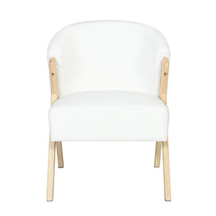Modern Accent Chair with White Polyester Upholstery and Solid Wood Frame