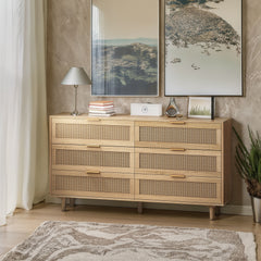 51.18' 6-Drawers Rattan Storage Cabinet