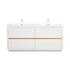 Bathin Freestanding Bathroom Vanity With Double Sinks, Bathroom Storage Vanity Cabinet With Stone Resin Countertop And Soft Close Drawers