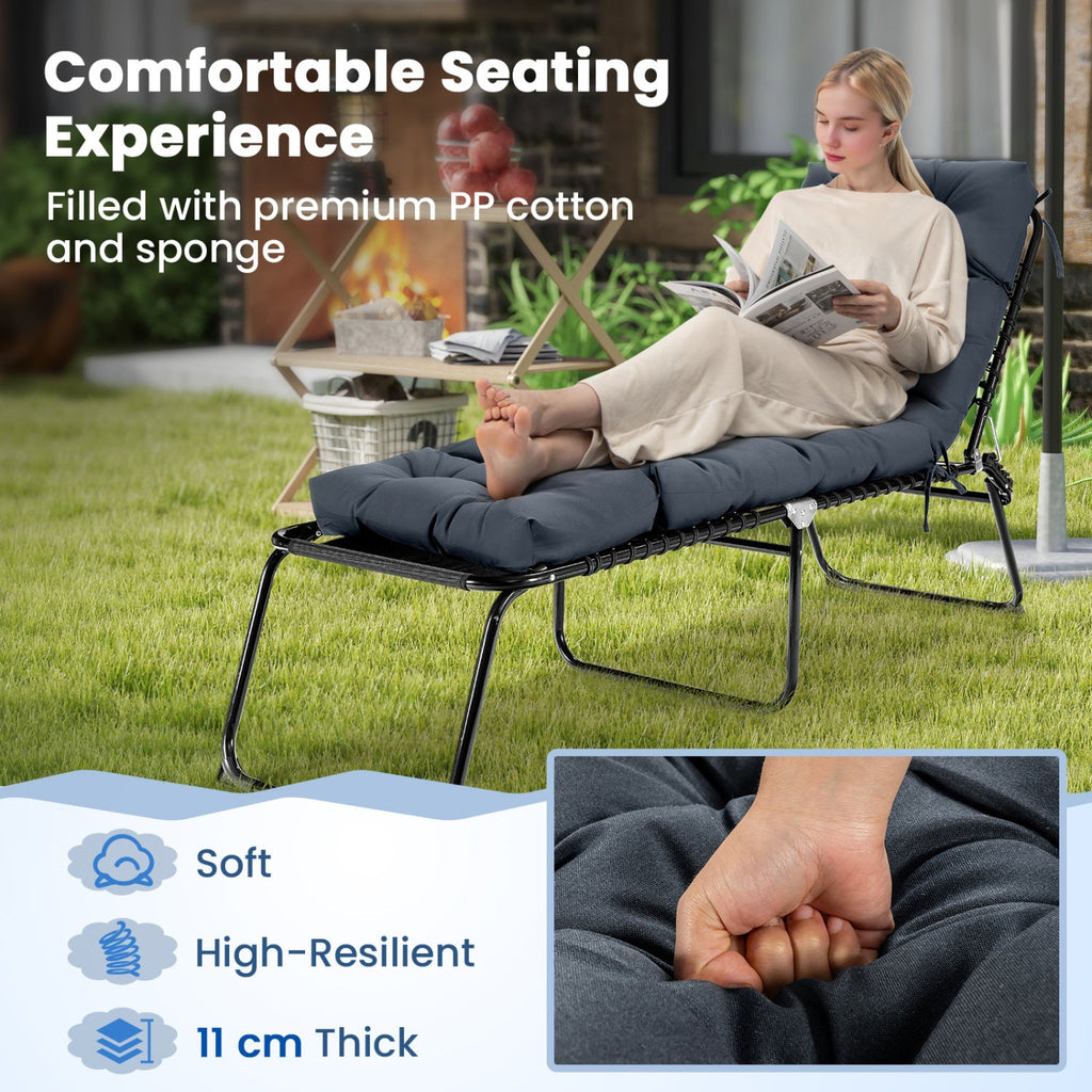 Outdoor Lounge Chaise Cushion Set of 2 - 73x22 Inch High Back