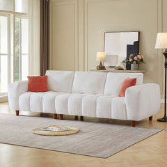 111.81 Inch Sectional Sofa Couch Fabric Couch in White