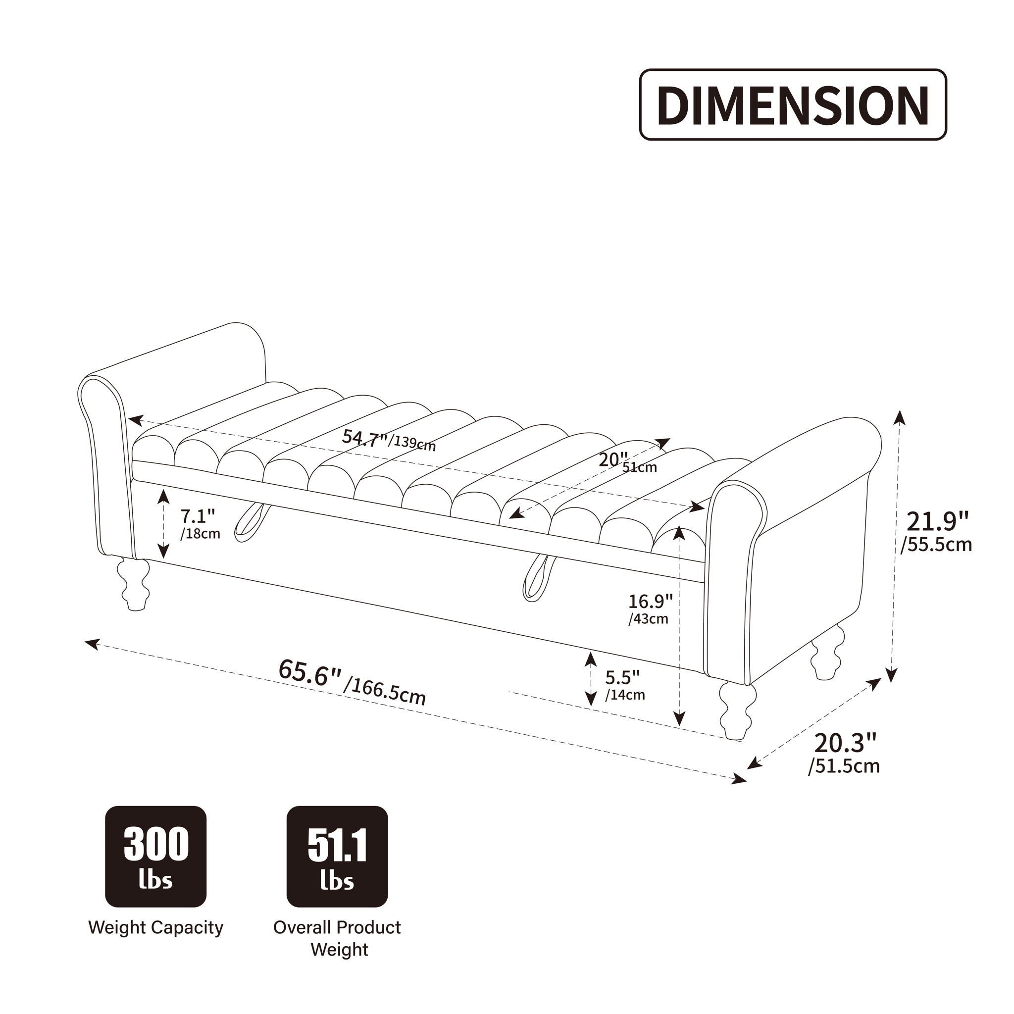Wide Upholstered Storage Bench With Rolled Armrest Griege