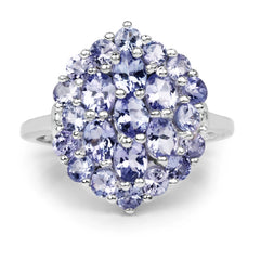 2.31 Carat Genuine Tanzanite .925 Sterling Silver Ring