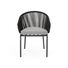 Outdoor Accent Chair with Rope Weave and Metal Frame, Set of 2, Grey