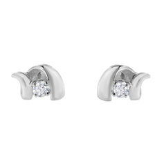 .925 Sterling Silver Round Cut Diamond Fashion Stud Earrings (0.10 cttw, I-J Color, I2-I3 Clarity)