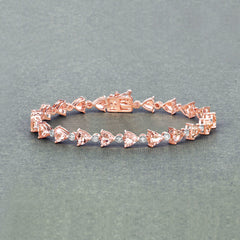 7.56 Carat Genuine Morganite and White Diamond 14K Rose Gold Bracelet