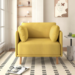 Modern Upholstered Accent Chair with Soft Cushions and Sleek Armrest Design