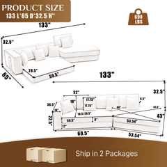 Folding Convertible Out Sleeper Sofa Bed 2-in-1 Combination Sofa Beige