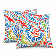 2 Pack Outdoor Throw Pillows, Waterproof & Fade-Resistant Patio Cushions (18x18 Inch)