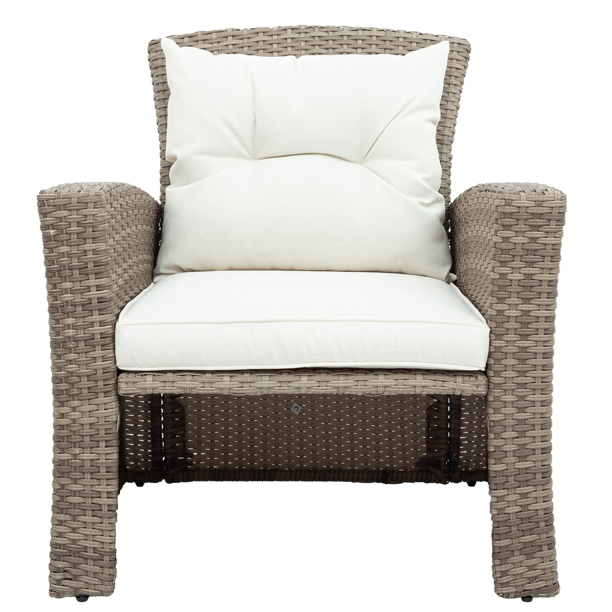 U-Style Patio Furniture 4 Piece Outdoor Wicker Sectional Sofa Set with Ottoman and Cushions
