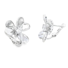 Cubic Zirconia Flower Earrings Sterling Silver