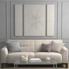 Silver Sand Spiral™ — Hand-Embellished Abstract 3-Piece Canvas Triptych
