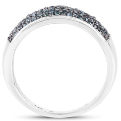 0.42 Carat Genuine Blue Diamond .925 Sterling Silver Ring