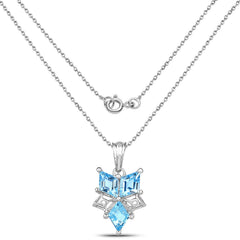 4.65 Carat Genuine Blue Topaz .925 Sterling Silver Pendant