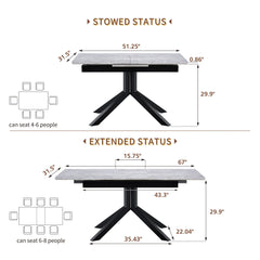 Rectangular Dining Table With Geometric Legs For Dining Room - Light Gray