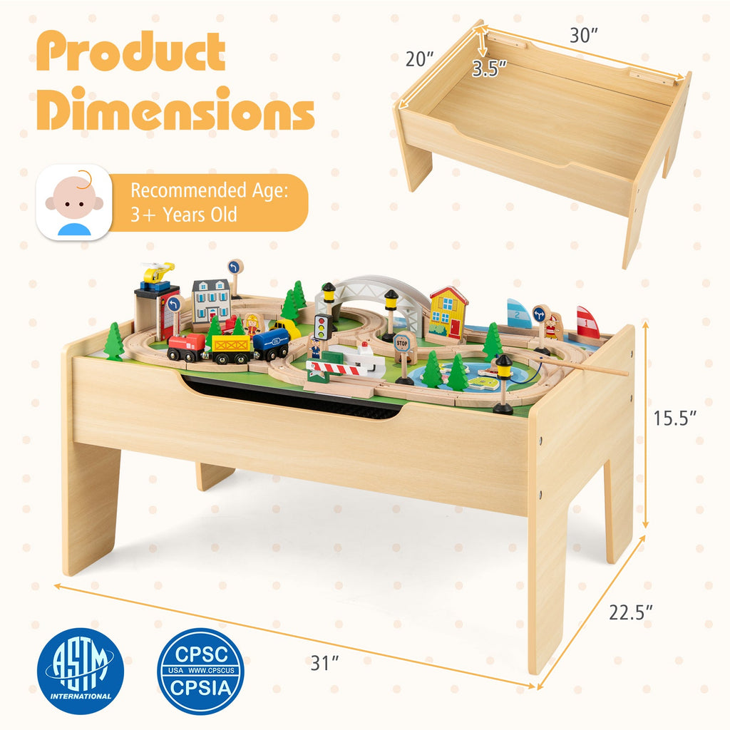 78 Pieces Activity Railway Playset for Kids Aged 3+
