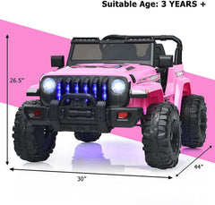 12V Kids Ride-on Jeep Car with 2.4 G Remote Control-Pink