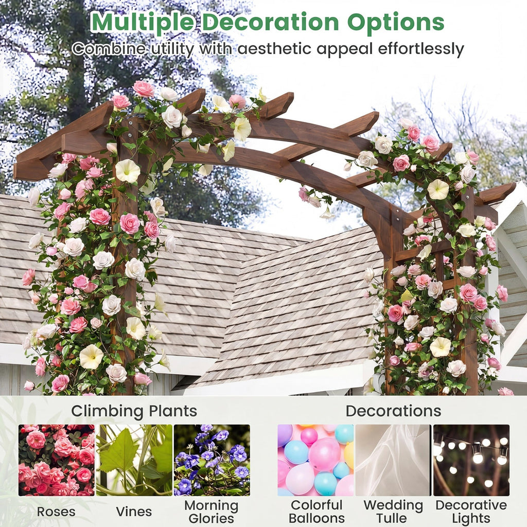 7.5 Ft Garden Arch Wooden Arbor Outdoor Wood Trellis for Climbing Plants
