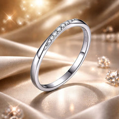 925 Sterling Silver Pavé Set CZ Platinum Plated Ring Size 6 for Women