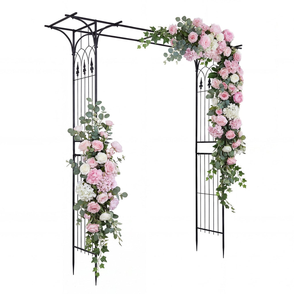 7 FT Garden Arch Arbor with Flat Top Design for Climbing Plants