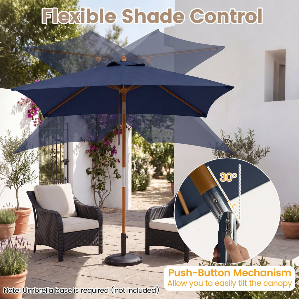 Rectangular Patio Umbrella 7ft with Adjustable Tilt