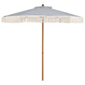 7 Feet Patio Umbrella with Fringe Sun-Protective Beach Umbrella with Boho Tassel