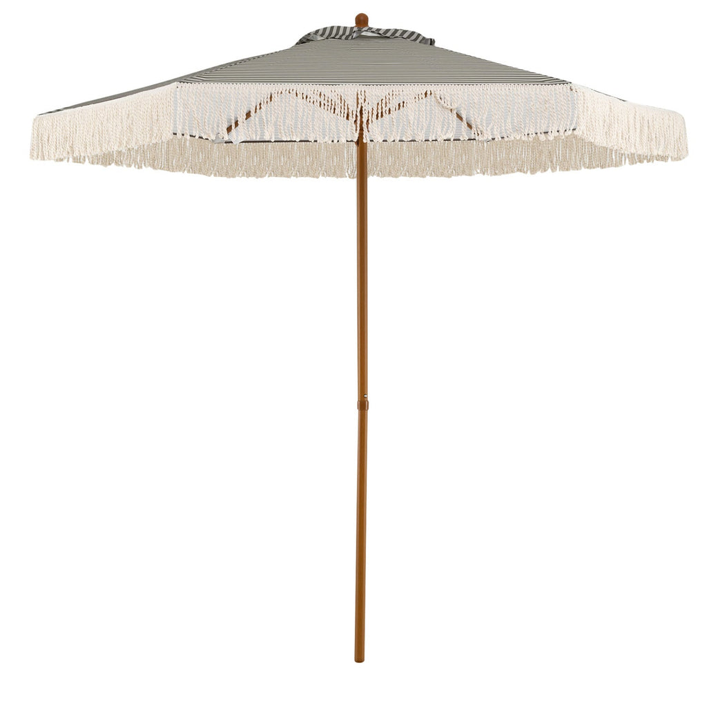 7 Feet Patio Umbrella with Fringe Sun-Protective Beach Umbrella with Boho Tassel