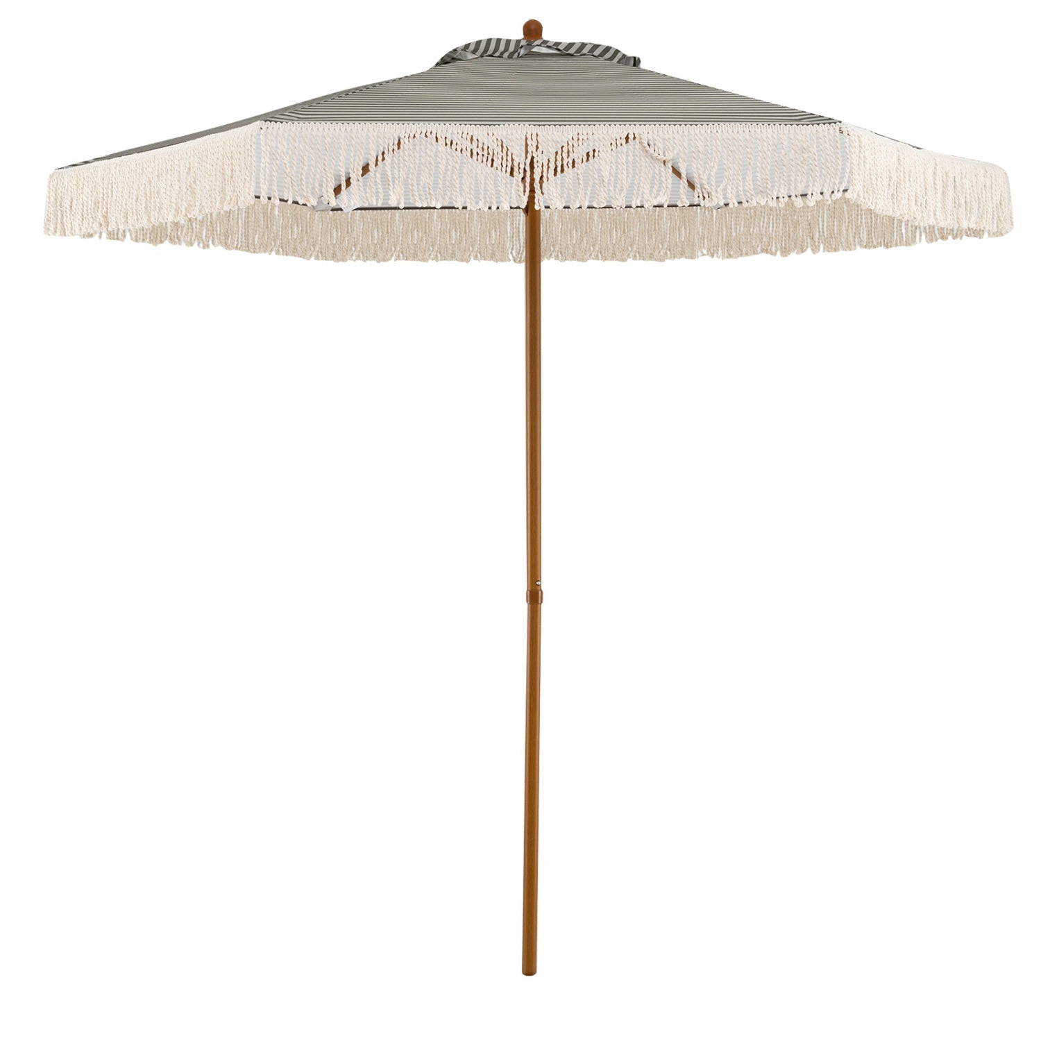 7 Feet Patio Umbrella with Fringe Sun-Protective Beach Umbrella with Boho Tassel