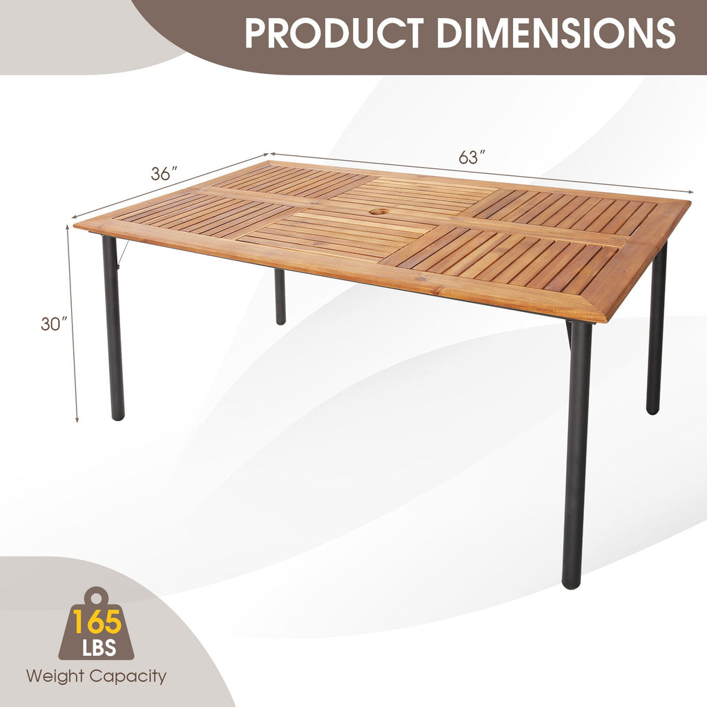 5/7-Piece Outdoor Dining Set with Acacia Wood Table-6 Pieces +