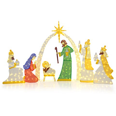 7 Pieces Lighted Nativity Scene with 310 Warm White LED Lights
